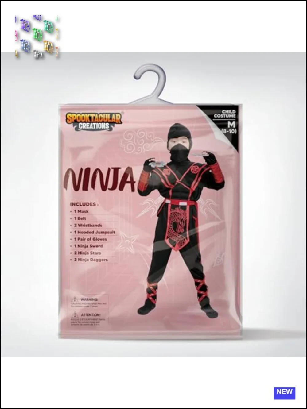 Kids Ninja Halloween Costume Jumpsuit Set with Mask Gloves Foam Daggers
